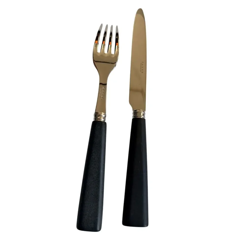 NEW Sabre Paris Nature Black press wood Flatware Set – Dinner Fork & Knife